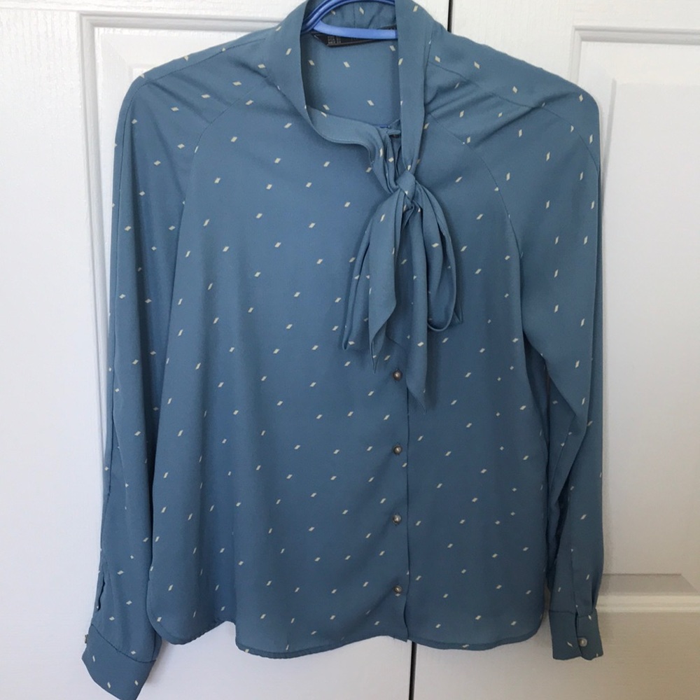 Zara Blue Button Down Blouse